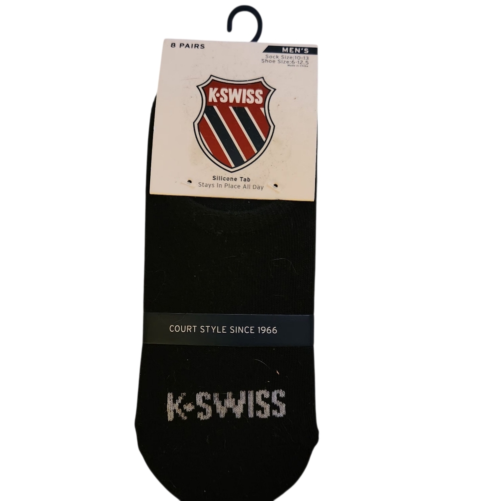 K-Swiss Men's Classic Black Athletic Socks (1pkg) 8 Pairs Come In Package